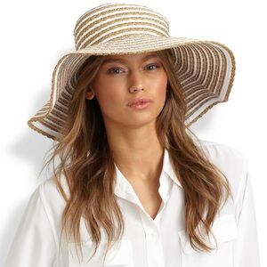 Eric Javits Striped Grosgrain Ribbon Floppy Hat - Packable